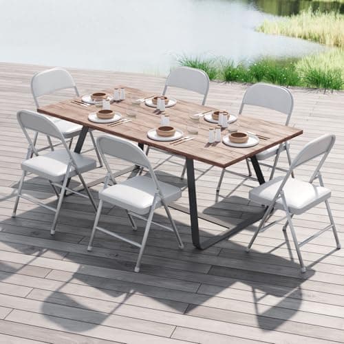 Nazhura 4 Pack Folding Chairs with Padded Cushion and Back, Khaki Metal Chairs with Comfortable Cushion and Durable Steel Frame for Home and Office, for Indoor and Outdoor Events (White, 4 Pack) 8