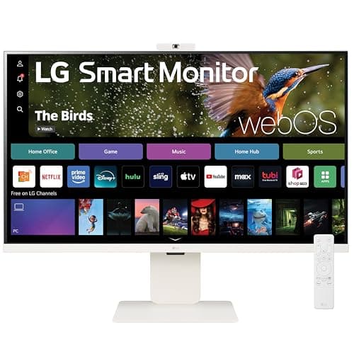 LG 32SR85U-W Smart Monitor 32-inch 4K UHD (3840x2160), IPS Display, webOS 23, USB Type-C 90W PD, Built-in FHD Webcam & Speaker, HDR 10, AirPlay 2, Screen Share, Bluetooth, White