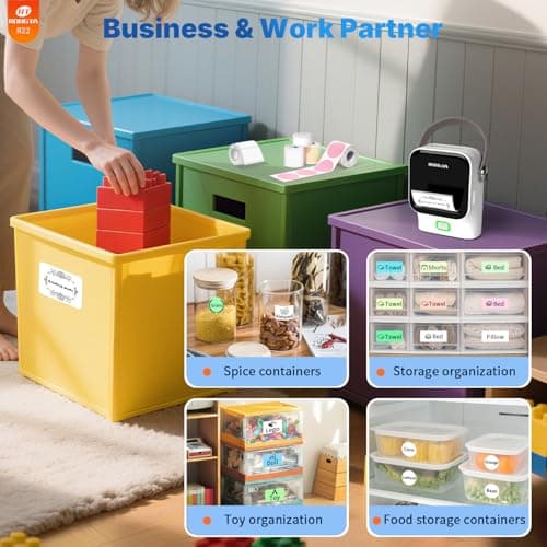 Rongta Bluetooth Label Maker Machine with Tape, Thermal Label Printer for Office, Small Business Essentials, Home Organization, Portable Inkless Sticker Label Maker with 2x1.18 inch Labels 6