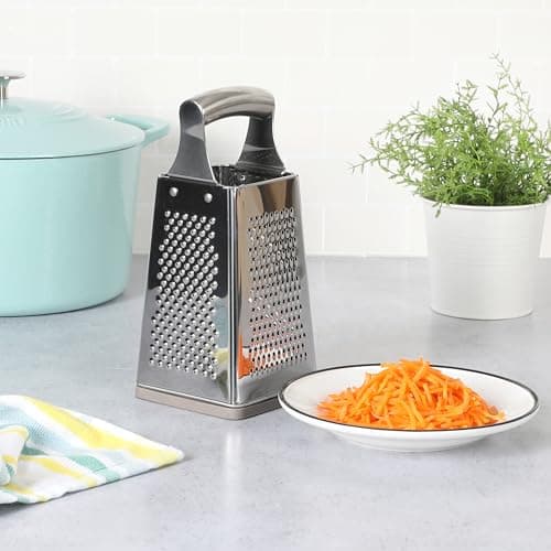 Martha Stewart Sprucedale 9.5-Inch Stainless Steel 4-Sided Box Grater – Durable Kitchen Cheese and Food Grater with Multiple Grating Surfaces 3