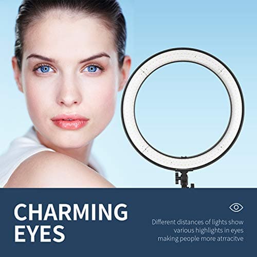 NEEWER 18" LED Ring Light Kit for Makeup YouTube TikTok Video Blogger Salon, Adjustable Color Temperature with Battery/DC Power Option, USB Battery Charger, AC Adapter, Phone Clamp and Stand 8