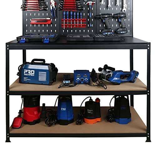 47”Workbench, Heavy-Duty Steel Tool Workbench with Pegboard Shelves, 330Lbs Multipurpose Work Benches for Garage, Home, Workshop Storage 8