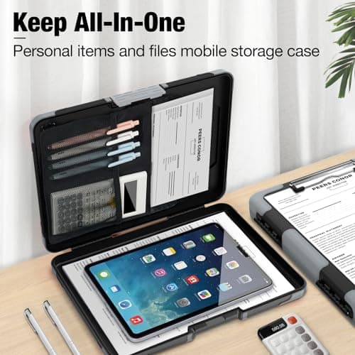 Sooez Toughest Clipboard with Storage, Internal Pen Pouch Included, Letter/ A4 Size, Shockproof Heavy Duty Plastic Clip Boards 8.5x11”, High Capacity Clipboards Box Case for Contractor Trucker Driver 5