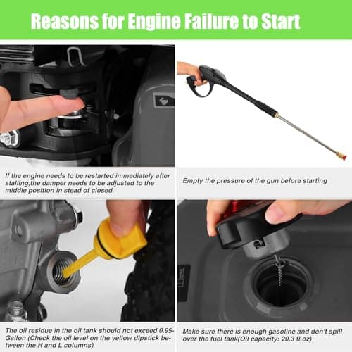 Imdot 4200PSI Gas Pressure Washer, 4.0GPM Heavy Duty Power Washer with 5 QC Nozzles, 25ft Flexible Hose and 0.5Gal Soap Tank, 212cc 7.0 HP Engine, EPA/CARB/ETL Compliant, Gray 8