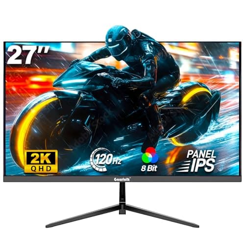 Gawfolk Gaming Monitor 27 inch QHD IPS, PC Screen 120Hz 2K (2560×1440P), Ultra-Thin Zero Frame Computer Display for Home Office Business, DP, HDMI, Wall-Mounted 8
