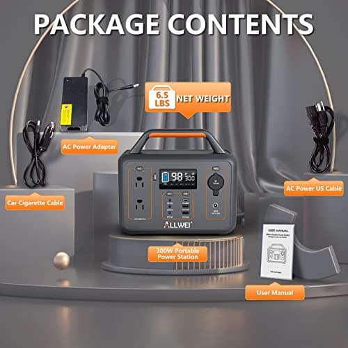 ALLWEI Portable Power Station 300W, 280Wh Solar Generator with 110V Pure Sine Wave AC Outlet, Backup Lithium Battery Generator for CPAP Outdoor RV Camping Emergency Home Use 8