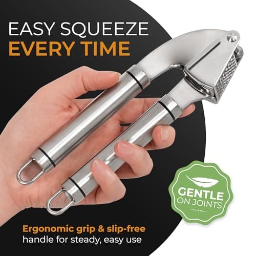 ORBLUE Garlic Press Stainless Steel - Premium Professional Grade Garlic Mincer, Crusher & Peeler Set - Easy Clean, Dishwasher Safe & Rust-proof 5