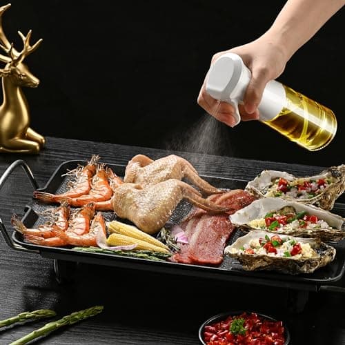 Oil Sprayer for Cooking- 200ml Glass Olive Oil Sprayer Mister, Olive Oil Spray Bottle, Kitchen Gadgets Accessories for Air Fryer, Canola Oil Spritzer, Widely Used for Salad Making, Baking, Frying,BBQ4 6