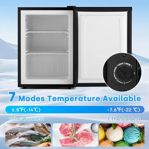 Erivess 3.0 Cu.ft Compact Upright Freezer, Single Door Mini Freezer with Adjustable Thermostat, Removable Shelves, Energy-Saving & Low Noise, Small Freezer for Home/Dorm/Apartment/Office (Black) 4