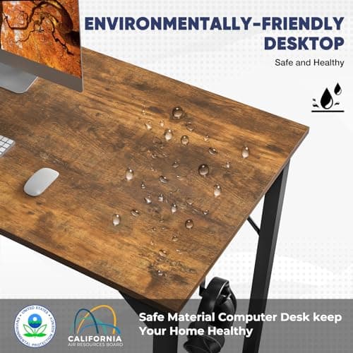 DUMOS 32 inch Small Computer Desk Writing Study Work Office Table Modern Simple with Storage Bag and Hook for Home Bedroom 7
