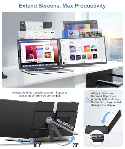 Zerfis Laptop Screen Extender, Ultra-Thin 14" FHD 1080P Portable Monitor for Laptop, 1.3lbs Lightweight Dual Monitor Extender Plug & Play for 13"-17" Laptops, Compatible with Wins/Mac/Android/Chrome 7