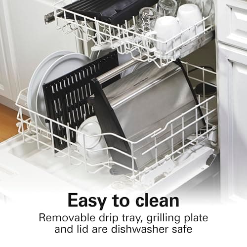 Hamilton Beach Electric Indoor Searing Grill with Adjustable Temperature Control to 450F, 118 sq. in. Surface Serves 6, PFAS-Free Removable Nonstick Grate, Stainless Steel (25360) 7