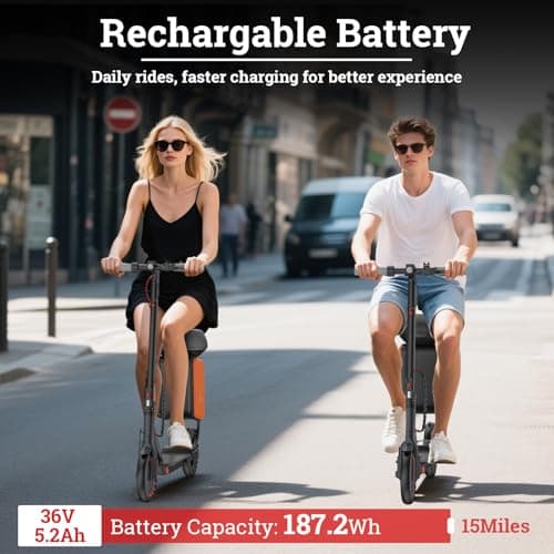 Qlaway 8.5" E Scooter for Adults 19 MPH 350W Motor 187.2WH Battery, Motorized Scooter Up to 15 Miles Range, Foldable, Bearing 265 LBS/APP Control with Seat 5