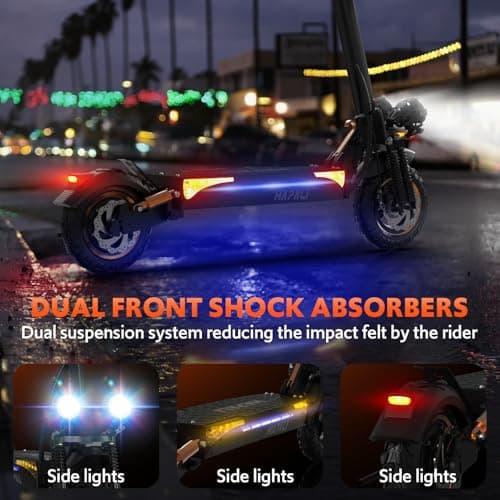 Electric Scooter Adults, 1600W Motor, E-Scooters Up to 31Miles Range,11" Off-Road/All Terrain Tire Scooter with Dual Suspension & Side Light 6