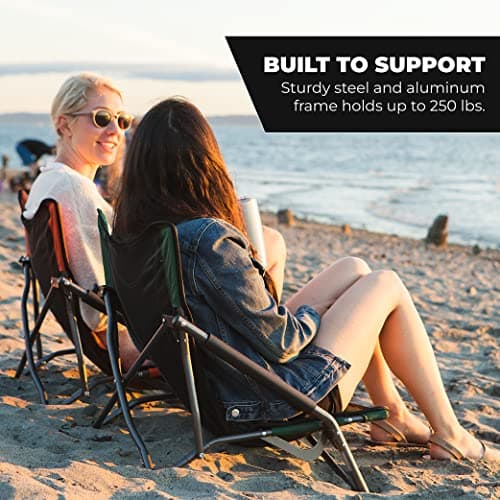 Cascade Mountain Tech Camping Chair - Low Profile Folding Chair for Camping, Beach, Picnic, Barbeques, Sporting Event with Carry Bag, Polyester, Green 7