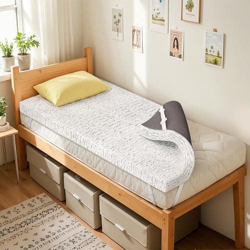 SyMax Memory Foam Mattress Topper, Gel Infused Foam Topper, Breathable Bed Topper with Cover, Pressure Relieving, CertiPUR-US Certified, 4 Inch(Grey Cover), Twin XL Size