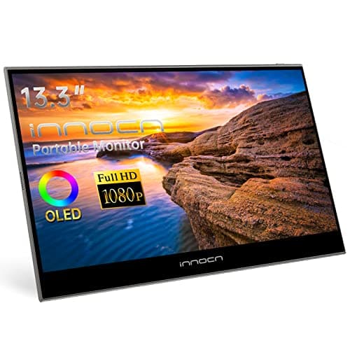 INNOCN Portable Monitor 13.3" OLED 1080P 100% DCI-P3 1MS 100000:1 USB C Plug Play Second Travel Computer Display Mini HDMI Photo Video Editing for Laptop MacBook PC Console