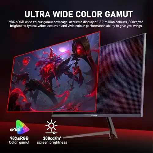Gawfolk 27 inch 2K QHD(2560×1440) PC Screen, 165Hz Gaming Monitor, 1ms Without Bezel, FreeSync,98% sRGB, 178° Wide Viewing Angle, HDMI2.0、DisplayPort, 75 * 75MM Wall Mount Compatible - Black 5