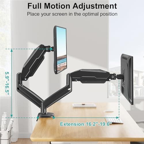 MOUNT PRO Single Monitor Desk Mount - Articulating Gas Spring Arm, Removable VESA Monitor Mount Computer Monitor Stand with Clamp and Grommet Base Fits 13 to 32 Inch Screen, VESA 75x75, 100x100, Black 5