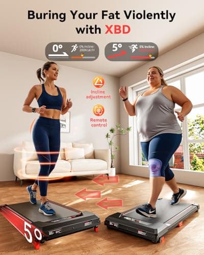 Walking Pad with Incline,XBD Under Desk Treadmill for Home Small Office,2.5HP Low Noise Portable Treadmill with 330 Lbs Capacity,Remote Control and LED Display 5
