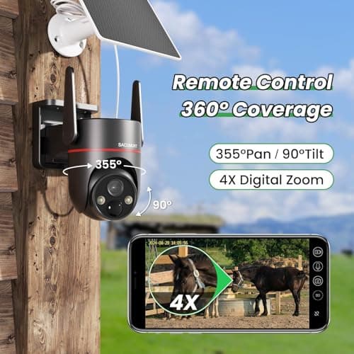 SACUMURT No WiFi Security Cameras Wireless Outdoor, Cellular Security Camera Outdoor, PTZ, 2K HD Live View, Color Night Vision, Human Detection, 2-Way Talk, 4G SIM Included 5