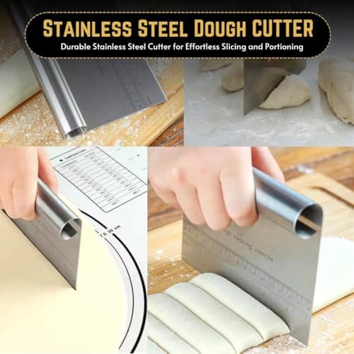 Ashadol Emarket Marble Rolling Pin Set for Baking - Includes Silicone Mat, Steel Scraper, and Wooden Cradle - Perfect for Bread, Cookies, Pizza - Ideal Gift for Bakers 7