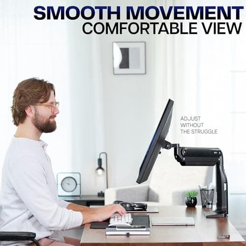 VIVO Aluminum Ultrawide Monitor Stand, Classic, Fits up to 49 inch Computer Screens, Single Articulating Pneumatic Arm, C-Clamp and Grommet Desk Mount, Max VESA 200x100, Black, STAND-V100H 9