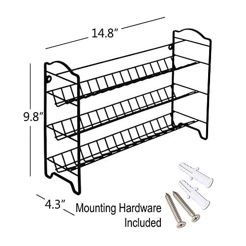 SWOMMOLY 3 Tier Spice Rack Organizer with 24 Empty Round Spice Jars, 396 Spice Labels, Funnel and Chalk Marker Complete Set, Black 5