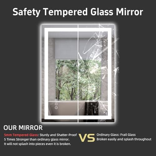 miskerm 32"x 24" LED Bathroom Mirror with Lights, Dimmable, Double Lights, Backlit + Front Lit, 3 Colors Led Mirror for Bathroom, Lighted Bathroom Vanity Mirror, Tempered Glass(Horizontal/Vertical) 7