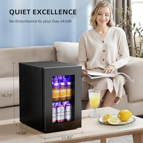 Antarctic Star 18L Beverage Refrigerator Cooler 24Can, Mini Fridge with Quiet Compressor, LED Light,Freestanding Small Fridge with Electronic Temperature Control for Home and Bar(40-61 ℉) 5
