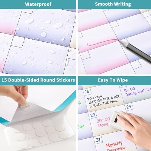 Large Dry Erase Calendar for Wall - Dry Erase Calendar for Wall, Undated 12 Month Calendar, 37" x 58" 5