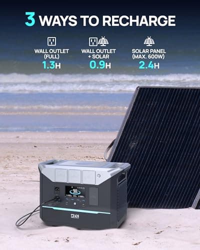 Portable Power Station 1800W (Surge 3000W), 1382.4Wh LiFePO4 Battery Generator, Fast Charging Solar Generator for Camping & RVs, Off-Grid Power Outage, Home Emergency Backup 4