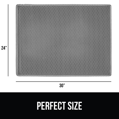 GORILLA GRIP Honeycomb Cat Litter Mat, Two Layer Trapping Waste Mats, Soft On Paws, Indoor Box Supplies and Essentials, Feeding Trap, Water Resistant on Floors, Slate Gray 7
