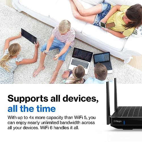 Linksys WiFi Mesh 6E Tri-Band Router | Fast and Reliable speeds | Connect 50+ Devices | Coverage of 2,500 Sq Ft | 2021 Release 6