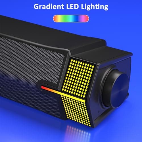 Jeecoo M20 Bluetooth Computer Speakers for PC Desktop Monitor, Gaming PC Sound Bar - Wired USB-Powered, Superb Stereo Sound, with Gradient RGB Lighting - Combine/Separate to Customize Your Desk 6