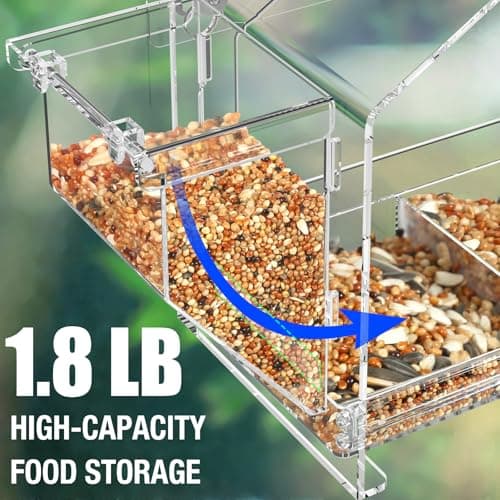 Upgraded Window Bird Feeder with Dual Side Hoppers – High Capacity Outside Birdfeeder for Window – Strong Suction Cups & Adhesive Options, Close-up Viewing for Indoor Cats & Seniors, Ideal Nature Gift 3