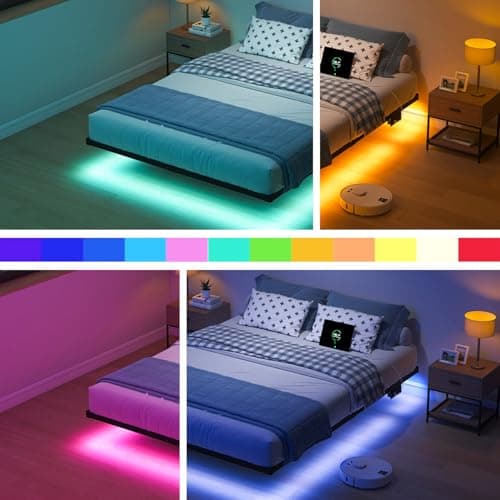 HAVONIZD Floating Bed Frame Queen with LED Lights and Charging Station - 8 inch Platform Bed Frame No Box Spring Needed, Easy Assembly 6