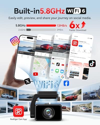 REDTIGER F4 Pro 4K Dash Cam Front and Rear, STARVIS 2 Sensor, 128GB Card Included, Built-in 5.8GHz WiFi6, 2.2inch Touch Screen Dash Camera for Cars, Voice Control, 24H Parking Mode 5