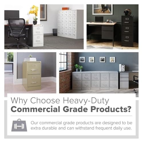 Scranton & Co 2-Drawer Metal Vertical Filing Cabinet, 25 in Depth, Legal Width, Beige Finish, Fully Assembled Steel Construction, Ball-Bearing Slides, Lockable Office Storage 8