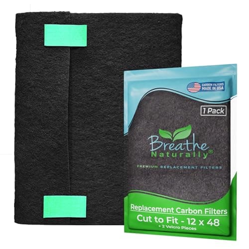 Breathe Naturally Universal Cut To Fit Activated Carbon Air Filter - Replacement Charcoal Air Filters - Carbon Filter Sheet for Air Purifier, Vent Filters & More - Made in USA (Pack of 1, 12x48)