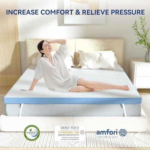 3 Inch Firm Mattress Topper Queen Size 60x80 Inch Extra Support, Gel-Infused High-Density Memory Foam Mattress Bed Topper for Pain Relief, CertiPUR-US Certified 6
