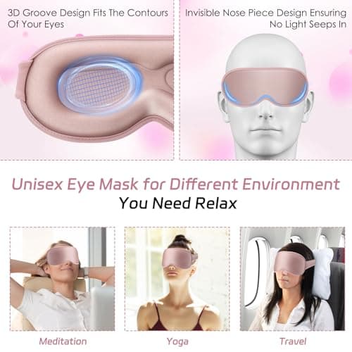 3D Deep Contoured Cup Sleep Mask, 99% Block Out Light Zero Pressure Sleeping Cover with Adjustable Strap, Eyelash Sleeping Mask for Extensions, Breathable Blindfold for Women Men-P 5