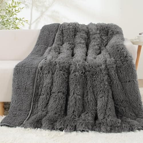Uttermara Weighted Blanket Queen Size 15 Pounds for Adults, Sherpa Faux Fur Heavy Blanket for Couch Bed, Super Soft Plush Fleece & Cozy Sherpa Reverse, Luxury Long Fur Throw Blankets, 60" x 80", Gray 8