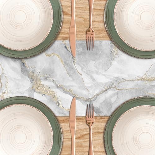 Marble Table Runner 13x71 Inch Gold Grey Table Dresser Runners Modern Table Decorations Coffee Table Runner for Home Kitchen Dining Room (Grey & Gold71) 5