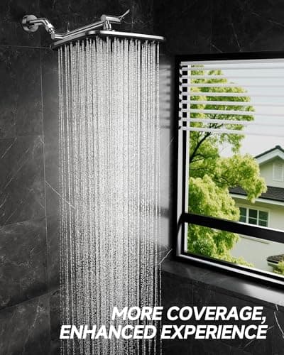 Veken 11.8" Rain Shower Head, Rectangular Rainfall Showerhead with 11" Stainless Steel Exension Arm, Height & Angle Decor Adjustable, High Pressure Shower Heads, Bathroom Accessories, Chrome 7