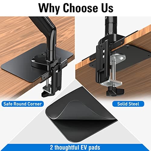 MOUNTUP Monitor Mount Reinforcement for Tempered Glass Desk, Monitor Arm Plate, Steel Bracket for Thin and Most Fragile Table, for Desk C Clamp Installation of Monitors Stand 5