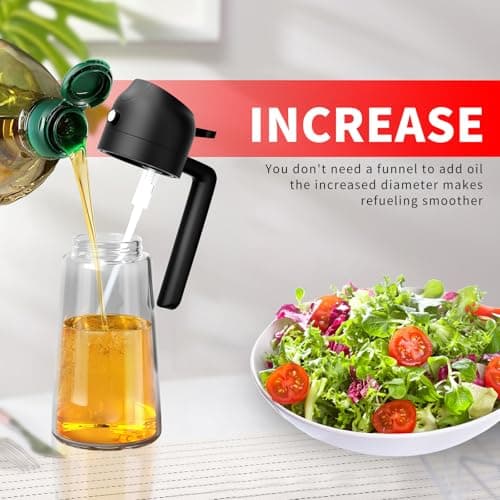 Oil Dispenser For Kitchen Oil Sprayer For Cooking 2 in 1 Oil Dispenser and Oil Sprayer Olive Oil Sprayer 16ozPremium Glass Oil Bottle, Food-grade Oil Mister for Air Fryer,Frying,Salad, BBQ(black) 6