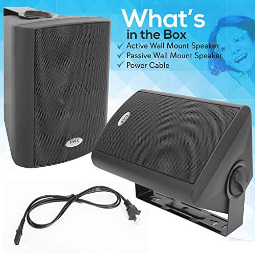 Pyle Wall Mount Home Speaker System - Active Passive Mountable Bookshelf Indoor Studio Garage Patio Stereo Sound Home Theater Speaker, Wireless Bluetooth Speaker Set W/ Aux & RCA - PDWR53BTBK (Black) 8