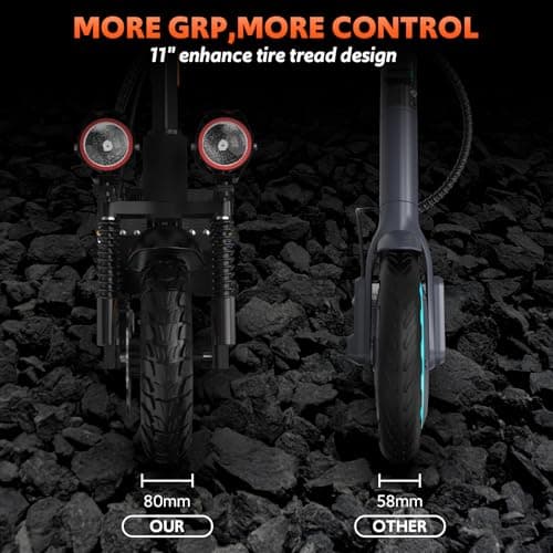 Electric Scooter Adults, 1600W Motor, E-Scooters Up to 31Miles Range,11" Off-Road/All Terrain Tire Scooter with Dual Suspension & Side Light 5