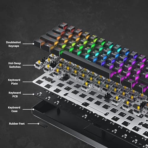HK GAMING GK61 60% v3 | Hotswap Mechanical Gaming Keyboard | 61 Keys Multi Color RGB LED Backlit for PC/Mac Gamer | US Layout (Black, Mechanical Speed Yellow) 5